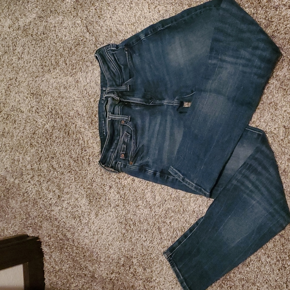 American Eagle men's skinny jeans, 26x28, dark wash, distressed